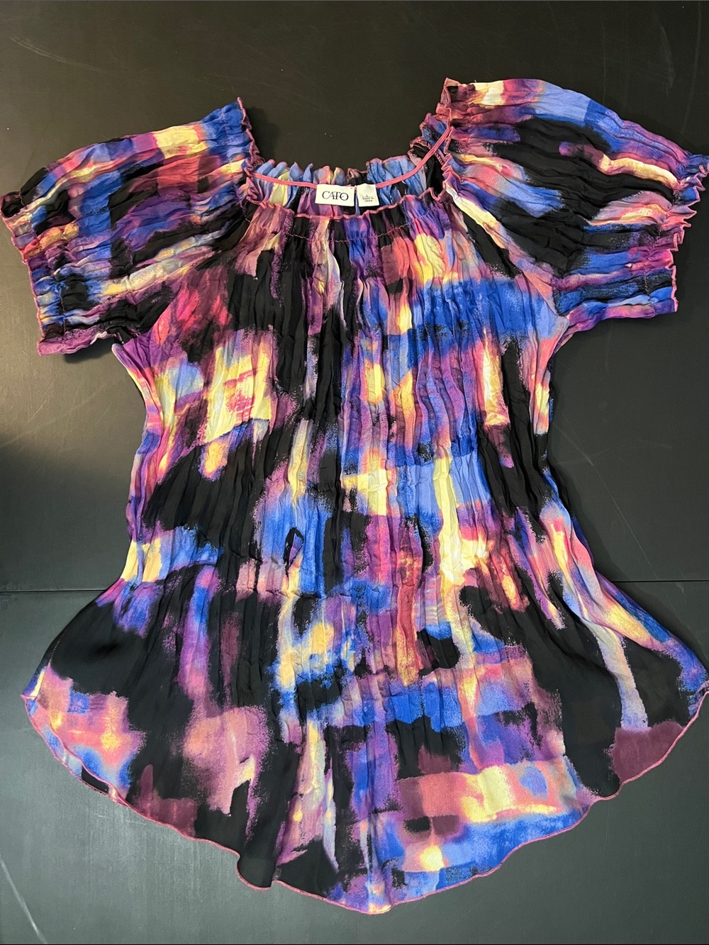 Cato Multicolor Brushstroke Off-Shoulder Blouse - Black Base